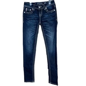 Miss Me‎ Womens Size 26 Blue Jeans Mid Rise Skinny Contrast Stitching Casual